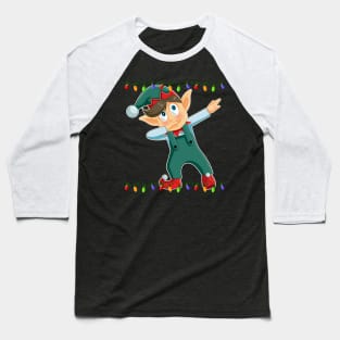 Dabbing Elf Christmas Lights Dab Funny Elves Lover Baseball T-Shirt